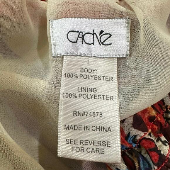 Cache BOHO Tiered Gypsy Festival Colorful Beaded Smock Waist Midi Skirt SZ Large - Picture 13 of 14